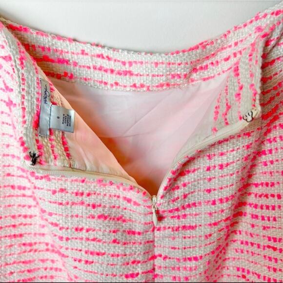 Halogen Pink Eyelash Tweed Zip Pocket Pencil Skirt Barbie Preppy Career 8 - Picture 4 of 6